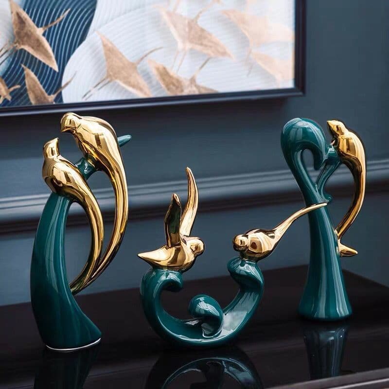 Decoración Cerámica en Forma de Pájaro