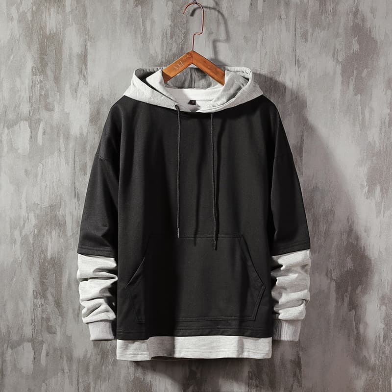 Sudadera con capucha doble falsa suelta