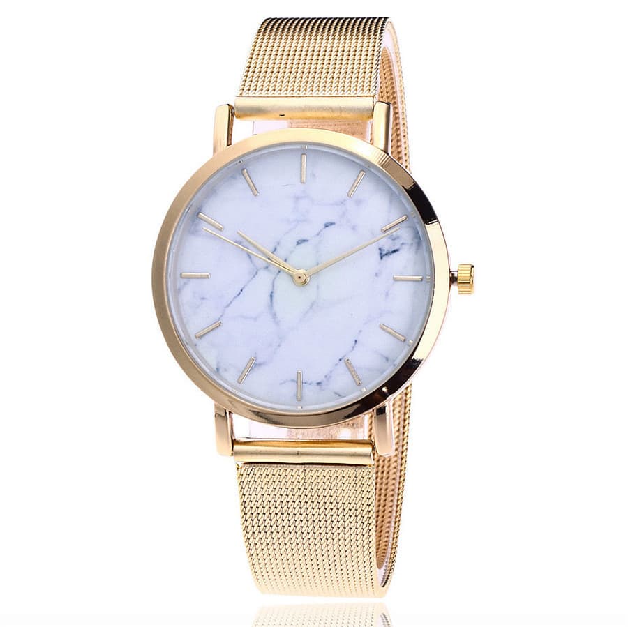 Reloj Casual Vansvar Mármol Plateado y Dorado para Mujer