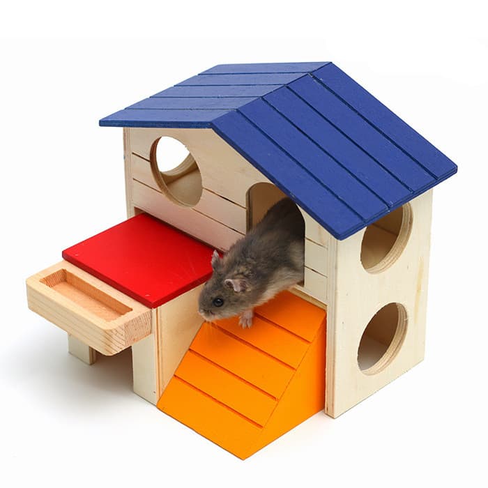 Casa Villa de Madera para Hámster Azul