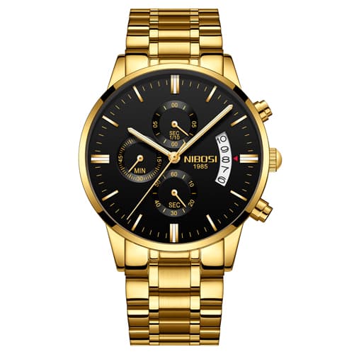 Reloj Cronógrafo Deportivo Hombre Acero Inoxidable Oro