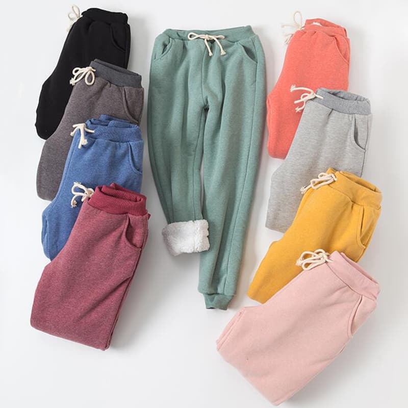 Pantalón de chándal ancho acolchado en terciopelo cordero