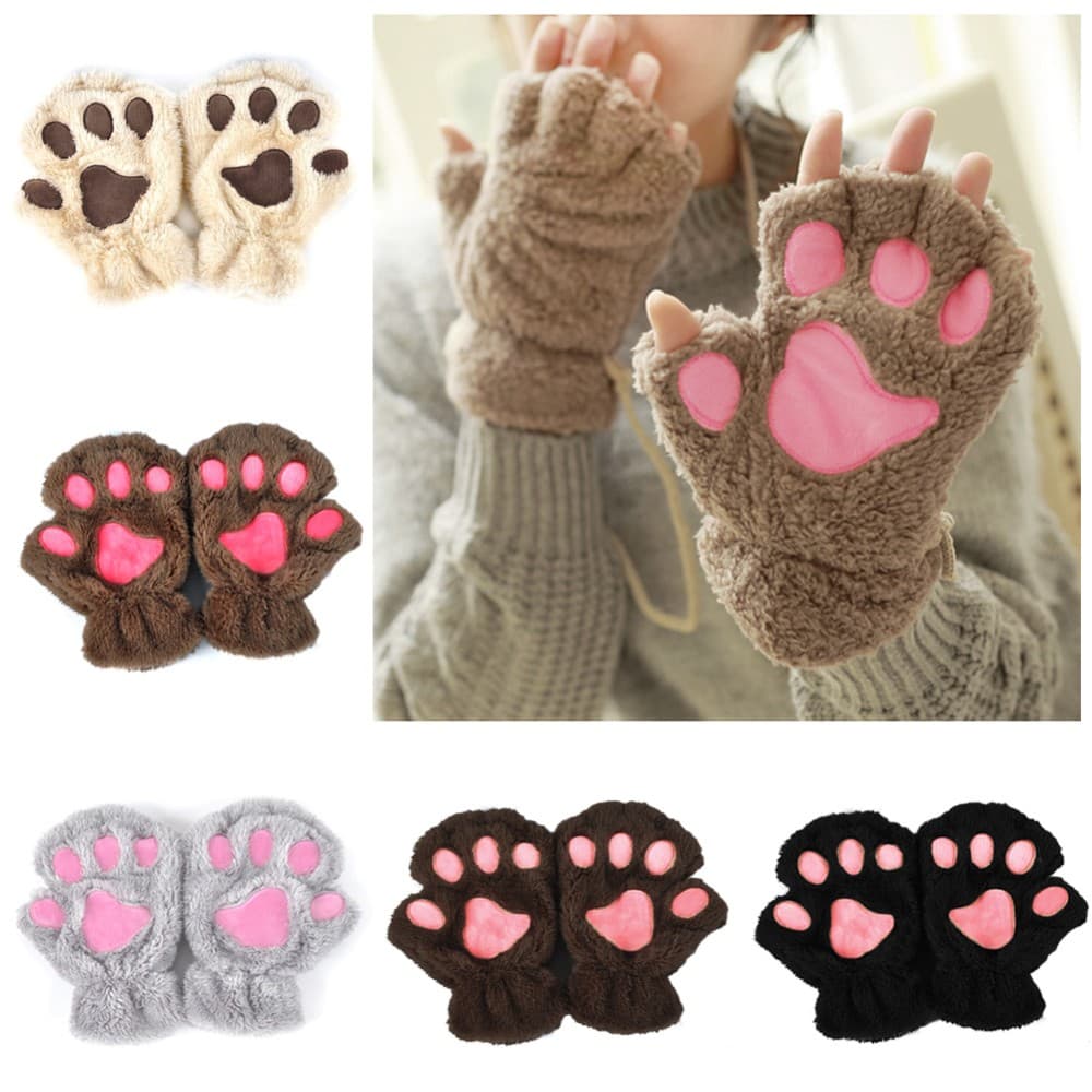 Guantes Cortos Mitones Garra Oso Panda Invierno