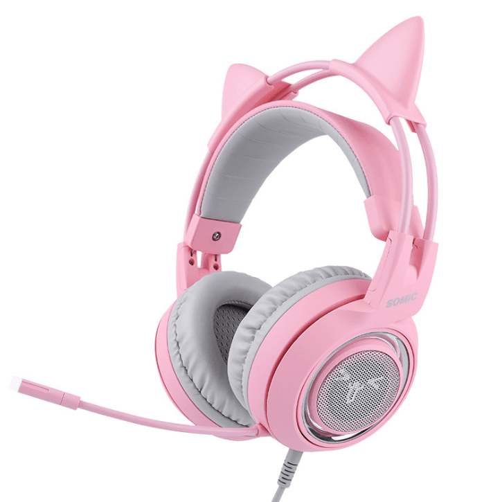 Auriculares Gaming USB 7.1 Sonido Envolvente con Orejas de Gato LED
