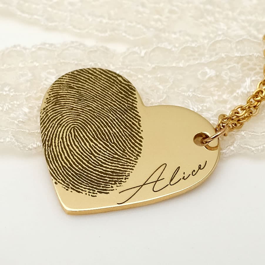 Collar Personalizado con Huella Dactilar y Corazón