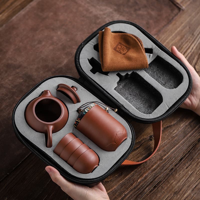 Set de Té Portátil de Cerámica con 4 Tazas y Tetera