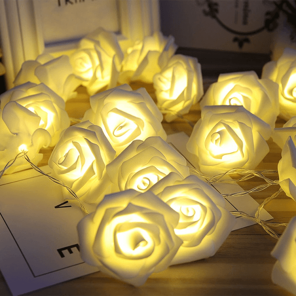 Luces LED con Flores de Rosa