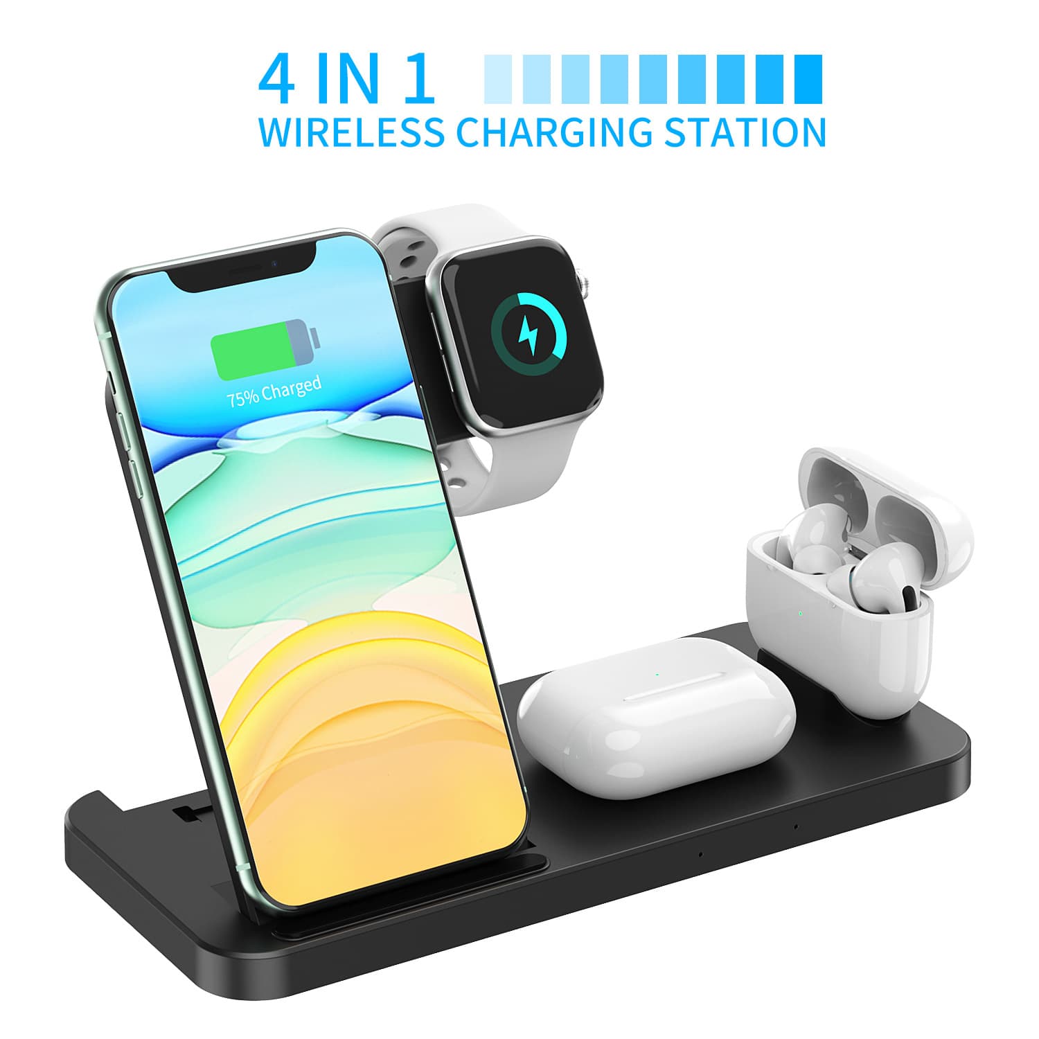 Cargador Inalámbrico 3 en 1 para Teléfono y Reloj