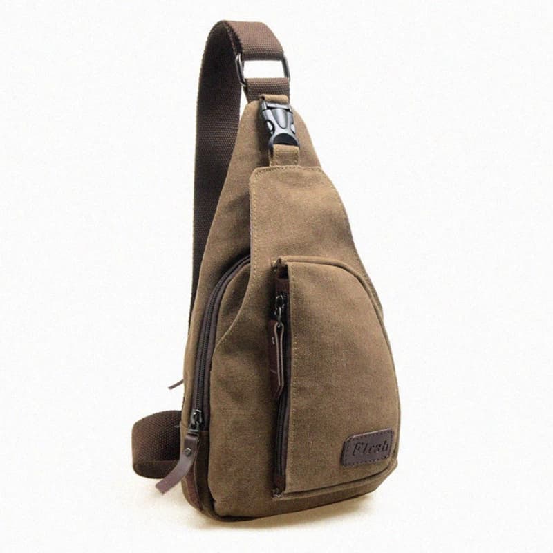 Bolsa Bandolera Casual Hombre Lona Bolsillo Pecho