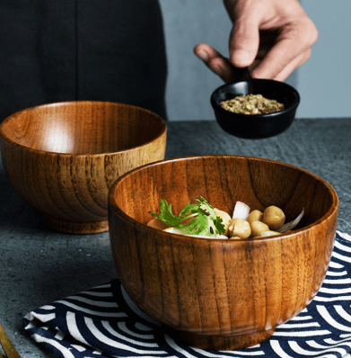 Cuenco Japonés de Madera para Arroz y Sopa