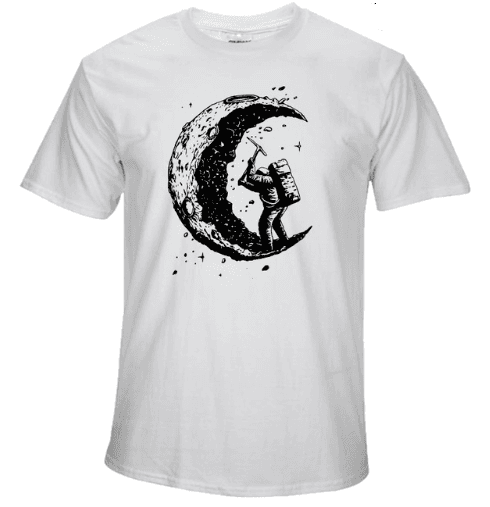 Camiseta Casual Hombre Cuello Redondo Estampado Luna