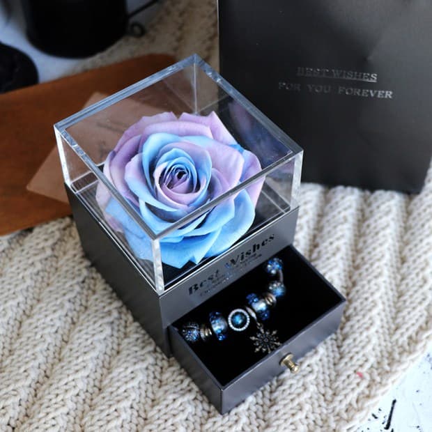 Joyero Caja Rosa Eterna para Regalos