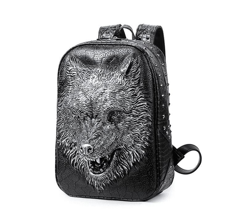 Mochila 3D Cabeza de Lobo Edición Coreana