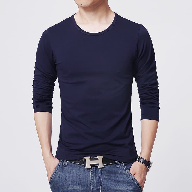 Camiseta Básica de Color Liso para Hombre