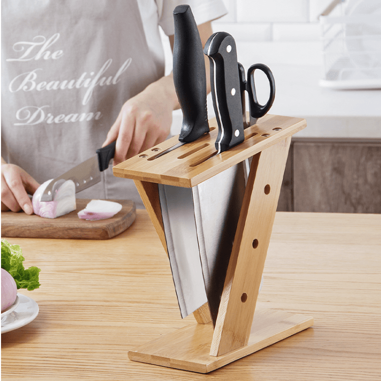 Soporte para cuchillos de bambú