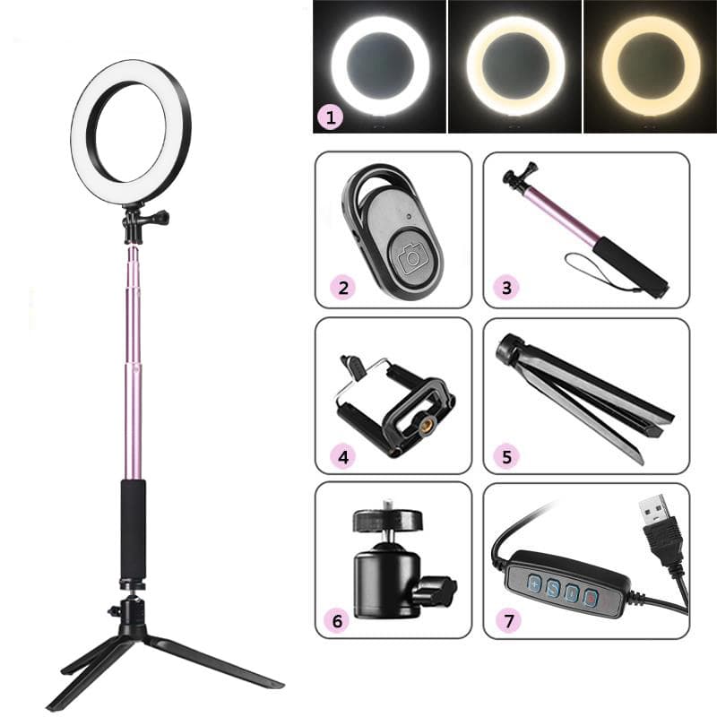 Set de Luz Anillo LED con Trípode para iPhone y Apple