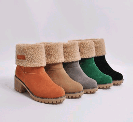 Botas de Nieve Caña Media Ante Tacón Grueso