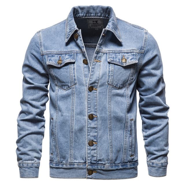 Chaqueta Vaquera Hombre Casual Cuello Solapa Azul