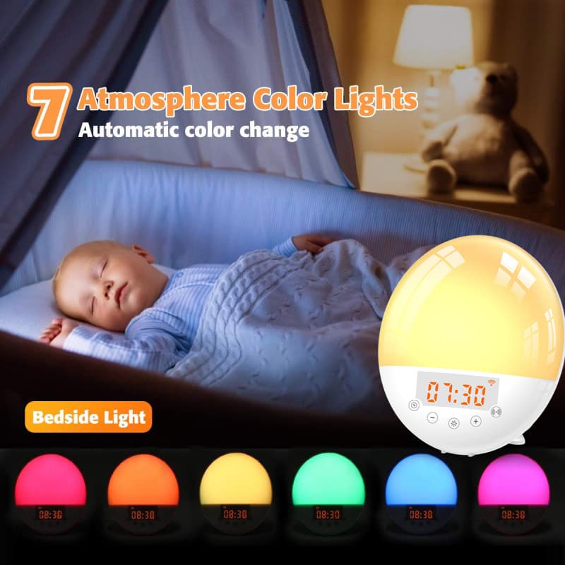 Reloj Despertador Inteligente con Control por Voz WiFi y Luz de Amanecer