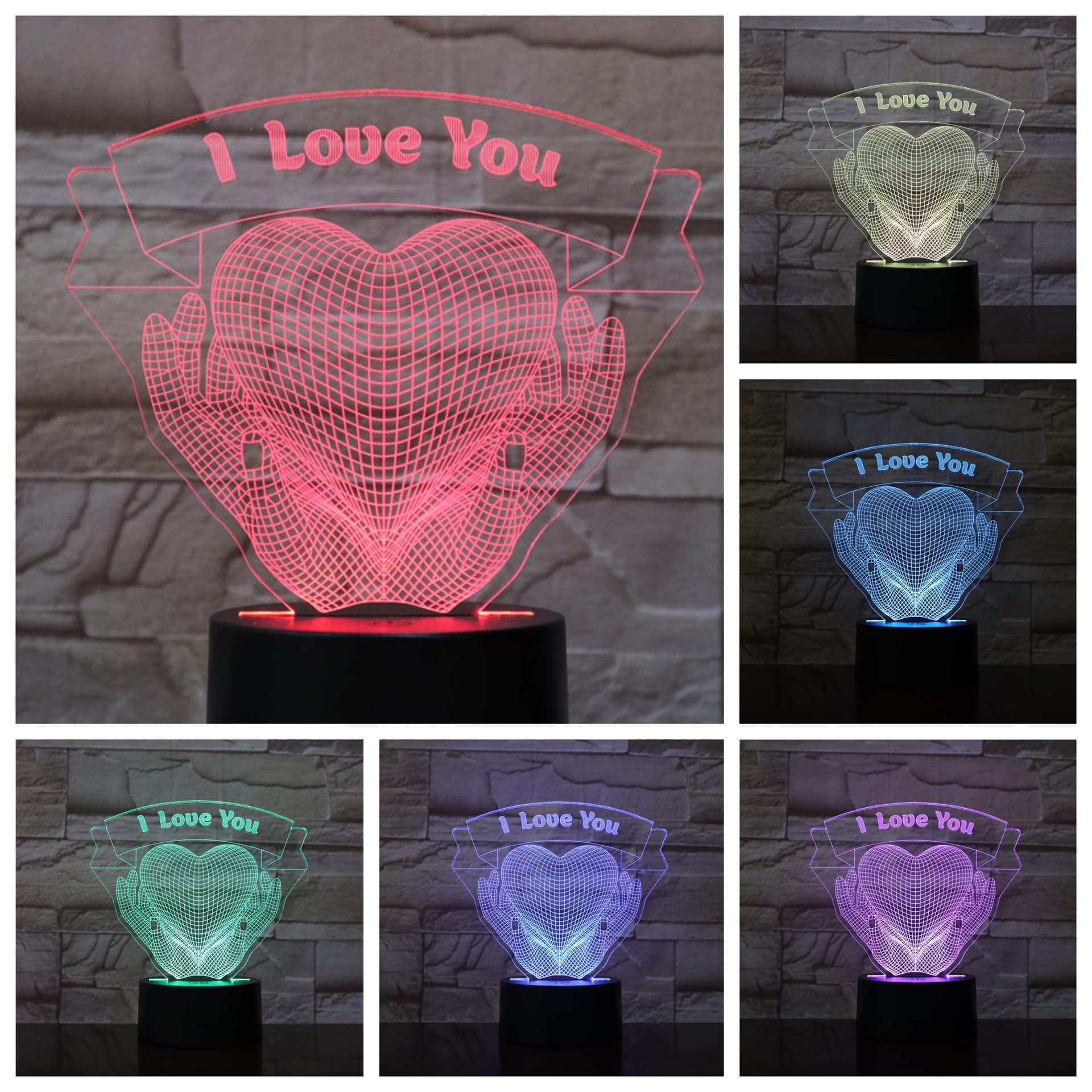 Lámpara 3D Manos Enamoradas - Luz Nocturna San Valentín