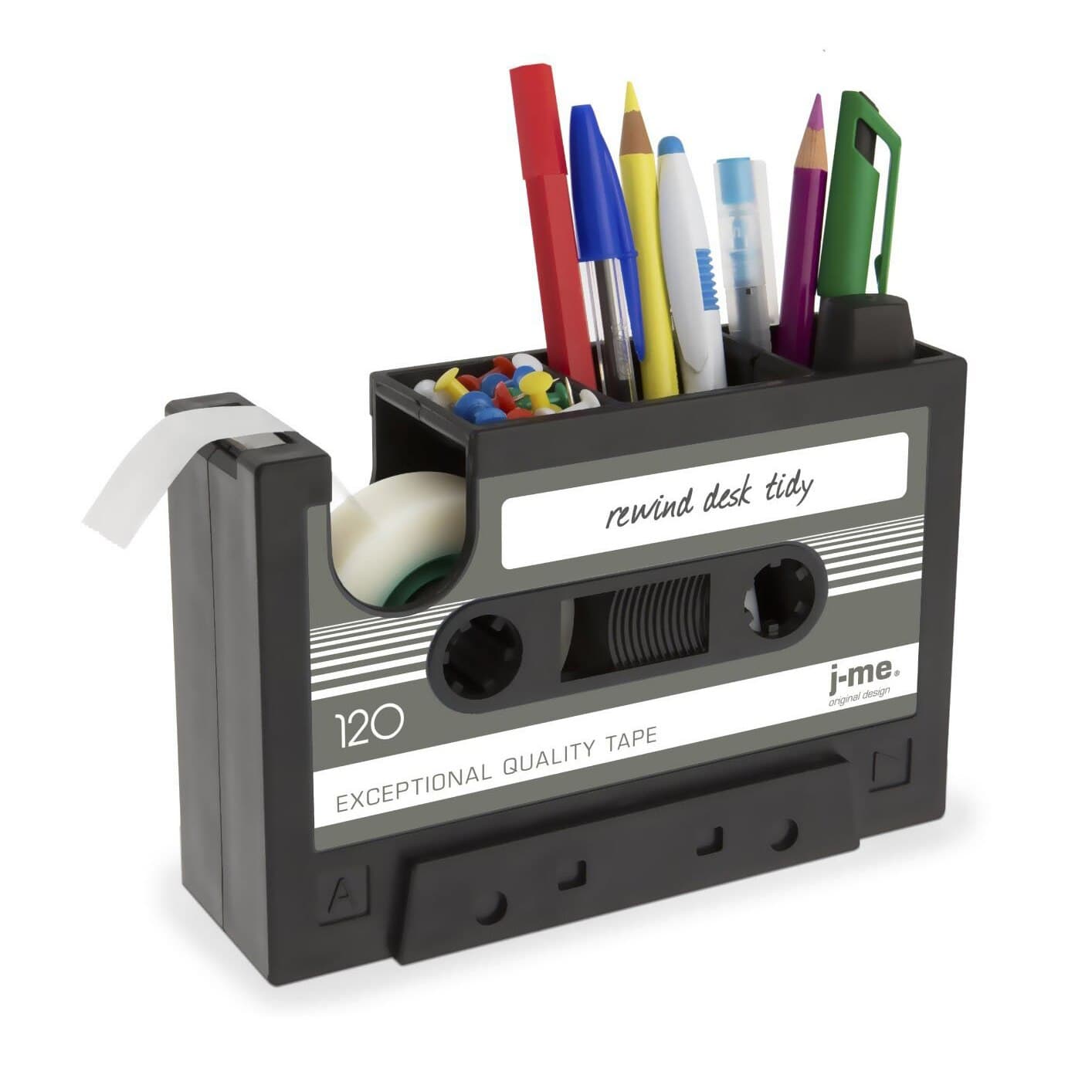 Dispensador de Cinta Cassette con Soporte de Bolígrafos