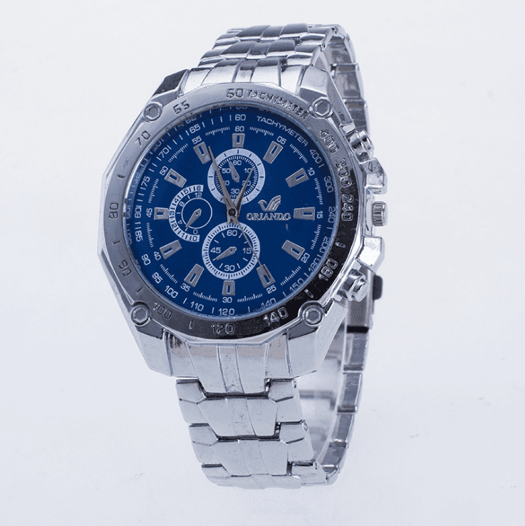 Reloj de Pulsera Hombre Acero Inoxidable Plateado Lujo