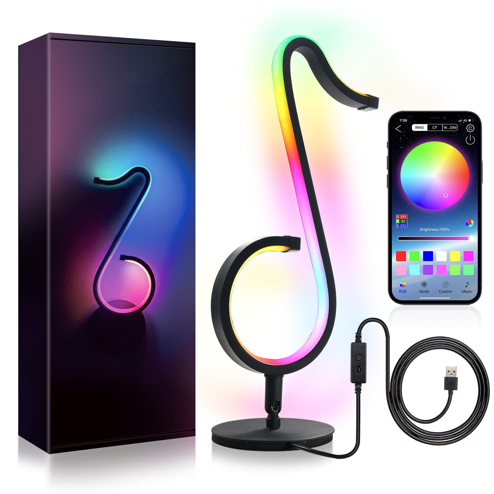 Lámpara LED Inteligente con Control por App y Rotación 180°
