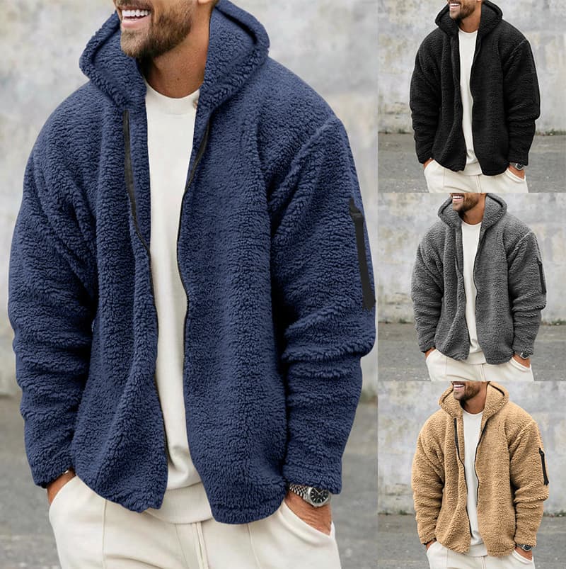 Chaqueta de lana polar con capucha reversible para hombre