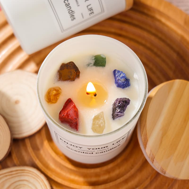 Vela Aromaterápica de Piedra Cristal Natural y Cera de Soja
