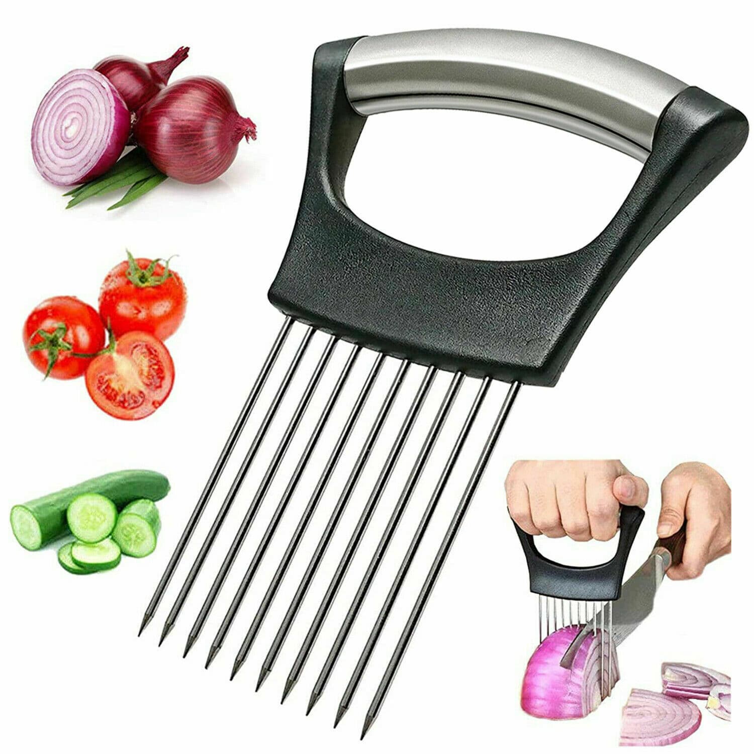 Soporte de Acero Inoxidable para Cortar Cebolla y Tomate