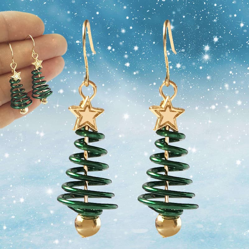 Pendientes Árbol de Navidad Estrella DIY