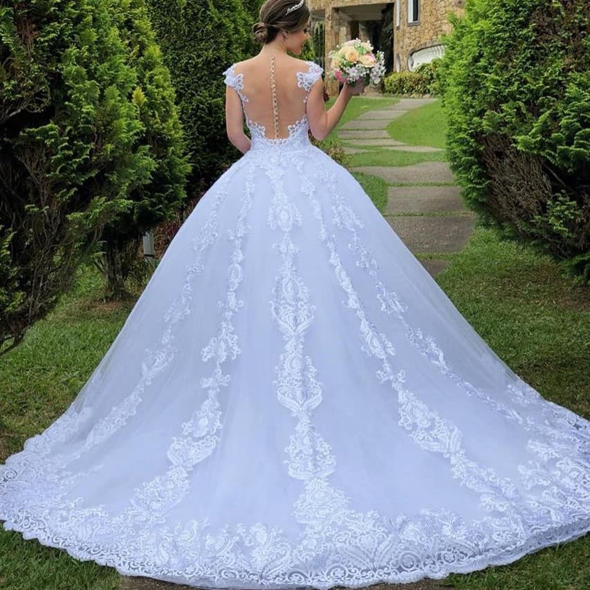Vestido de Novia Blanco Vintage con Encaje