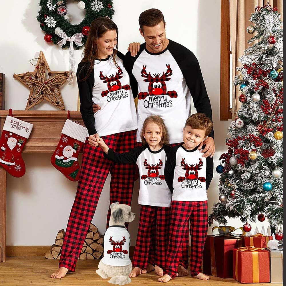 Pijamas Navideños Familias Conjunto Combinado