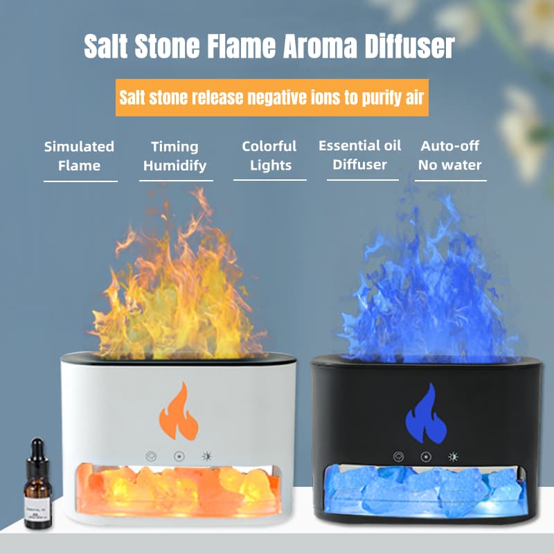 Humidificador Aromaterapia con Efecto Fuego 3D y Lámpara LED