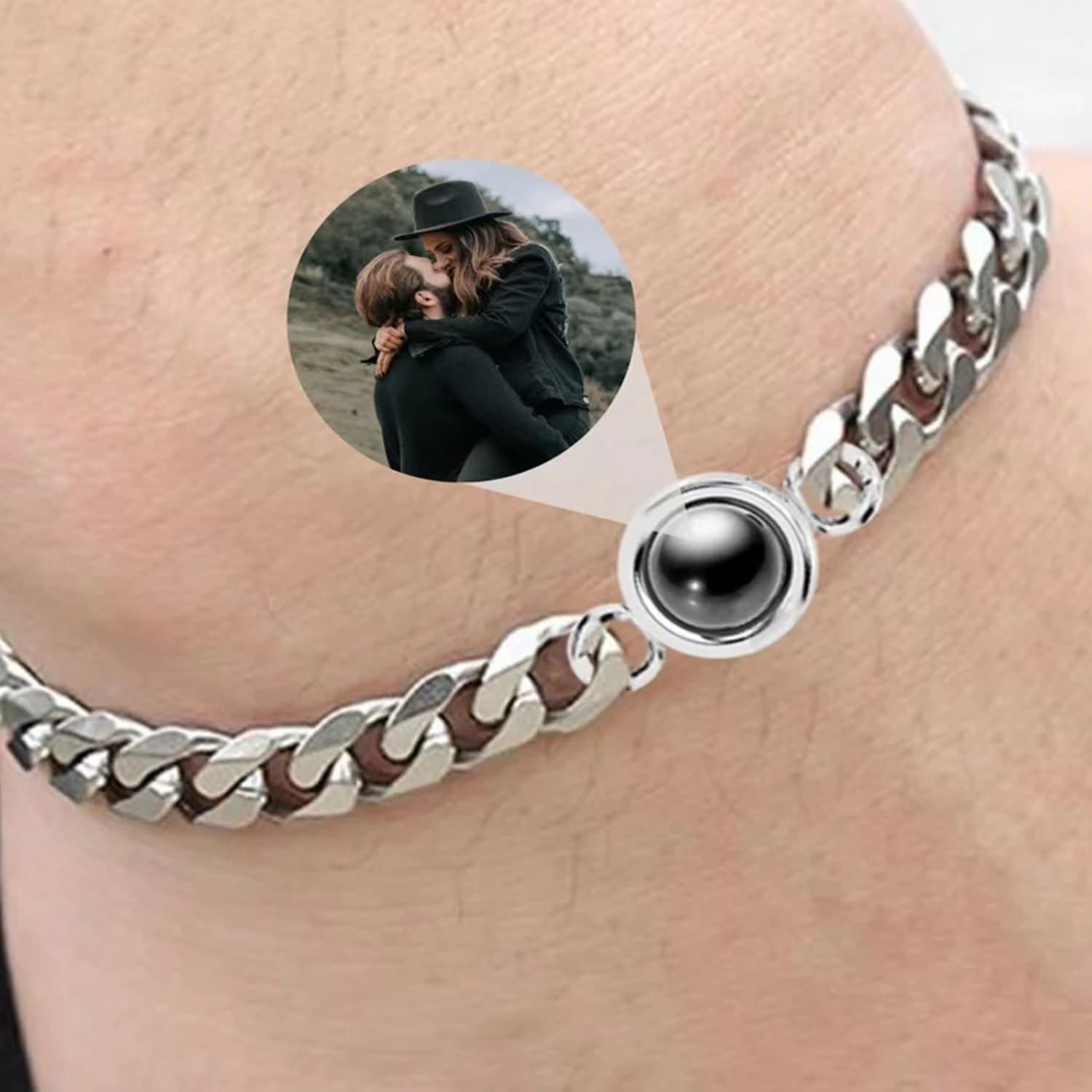 Pulsera Personalizada con Proyección de Foto en Acero Titanio