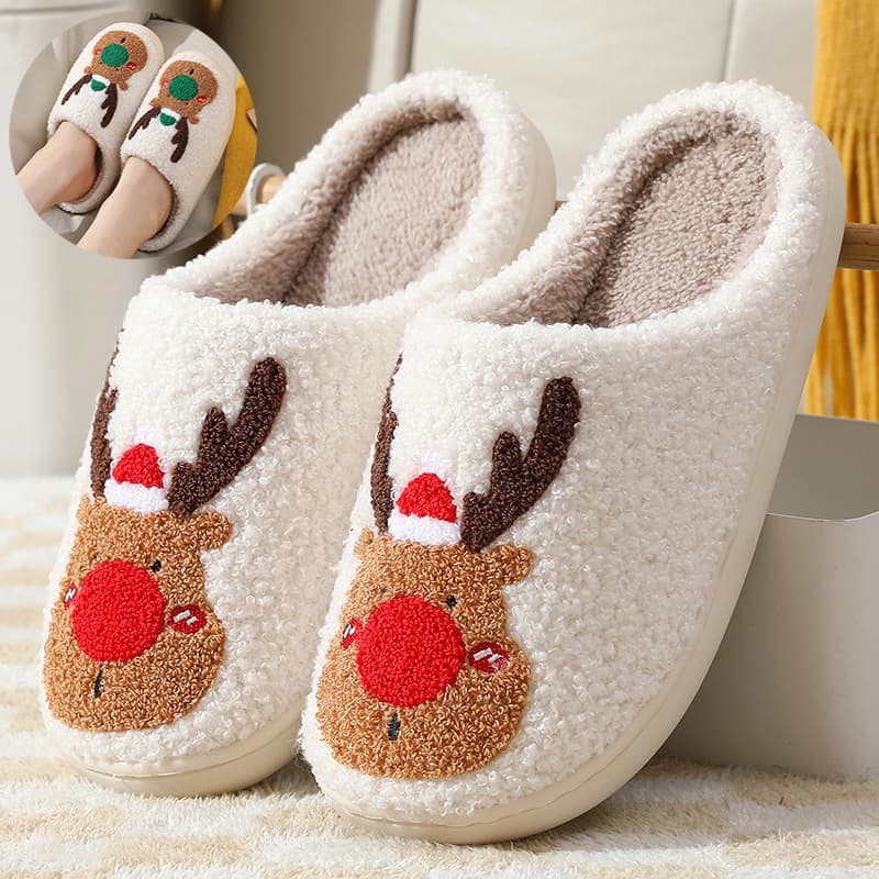 Pantuflas Navideñas Ciervo Suave y Cómodo