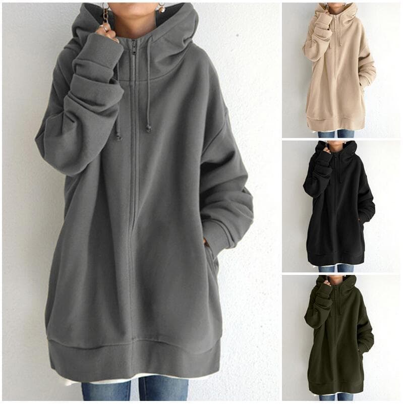 Sudadera Deportiva Mujer con Capucha Fuzzy Full-Zip