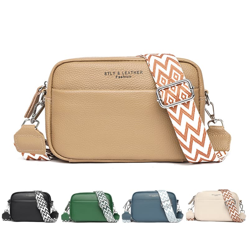 Bolso Crossbody Cuadrado con Correa Ancha Bordada