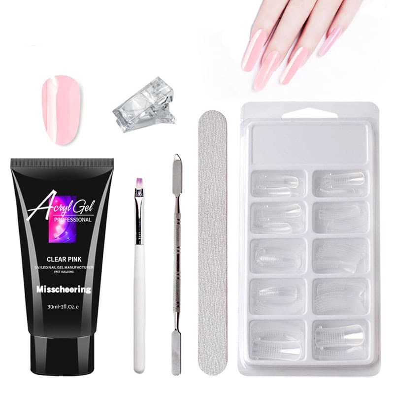 Set de Gel de Uñas Crystal sin Molde - Secado Rápido
