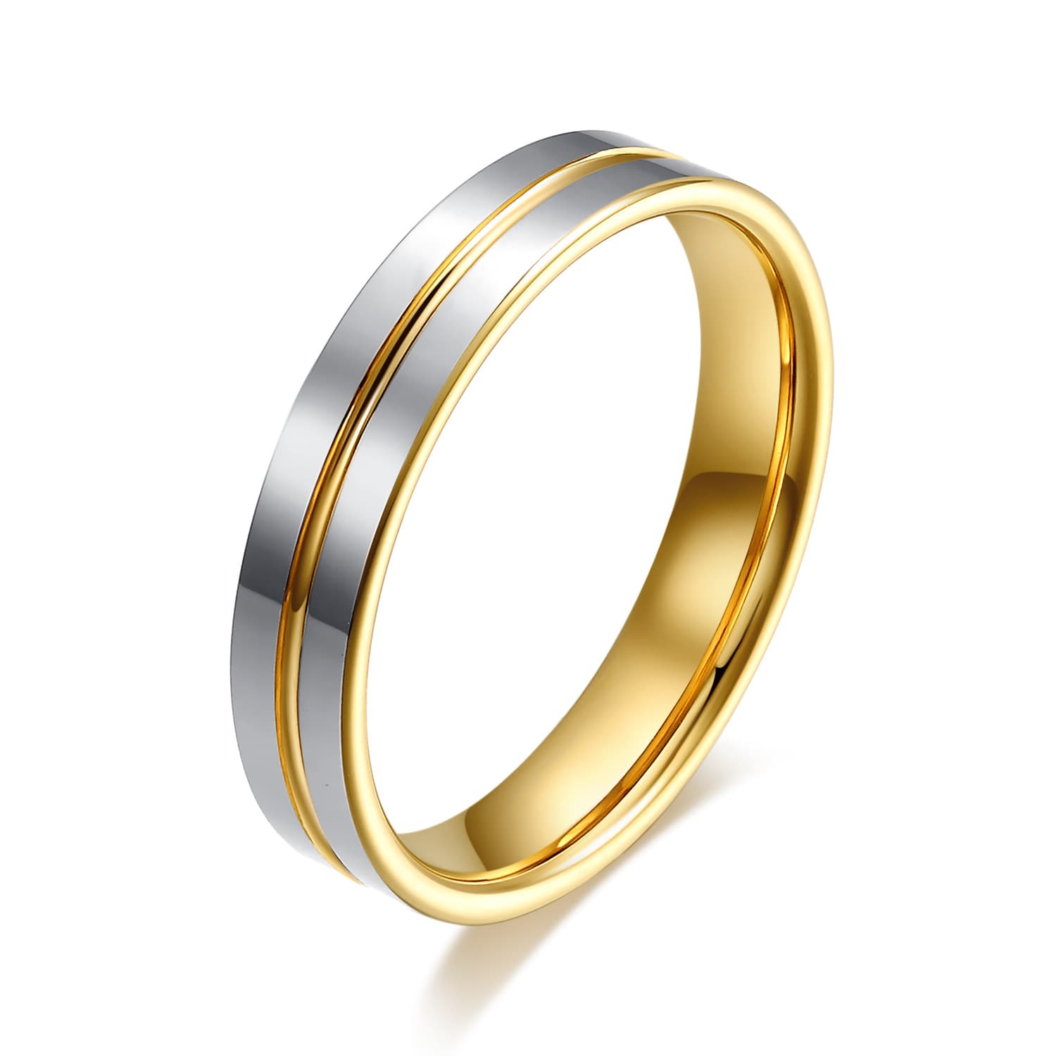 Anillo de Tungsteno Dorado para Parejas - Diseño Elegante de Matrimonio