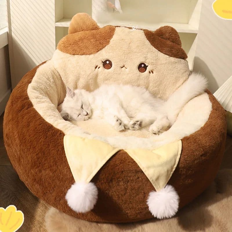 Cama redonda acogedora para gatos y perros