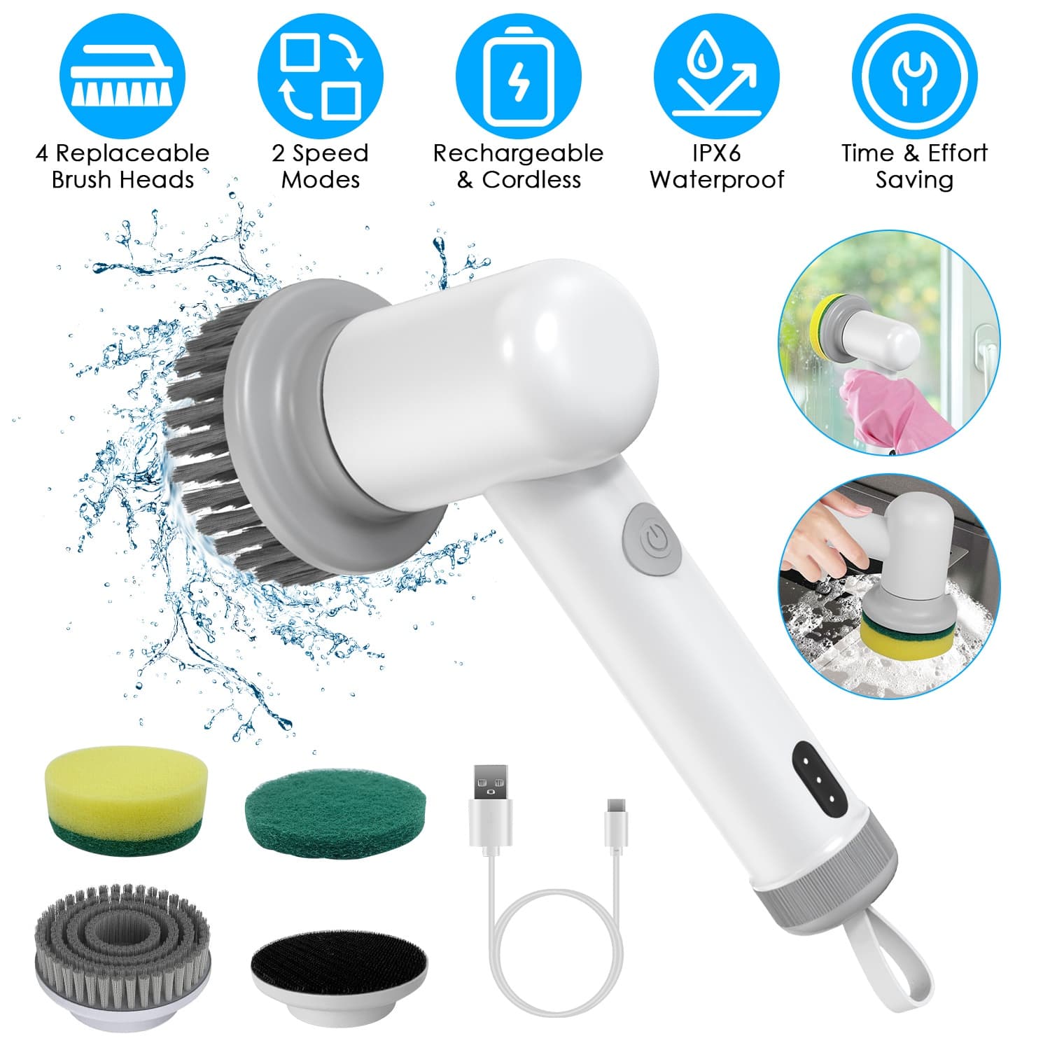 Cepillo de Limpieza Eléctrico Inalámbrico Spin Scrubber