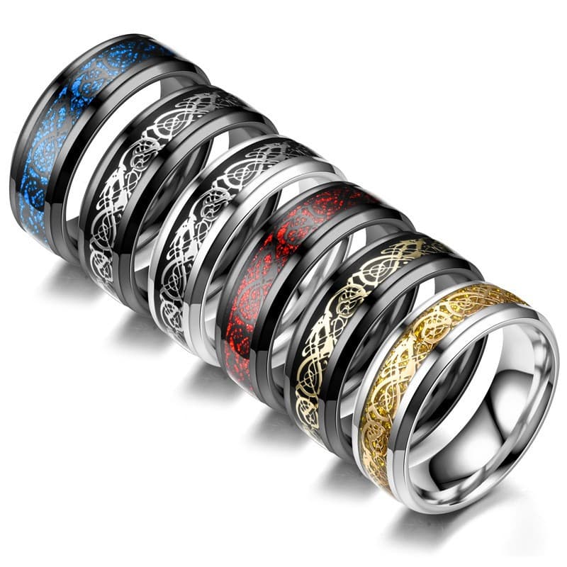 Anillo Patrón Dragón Hombre Acero Inoxidable