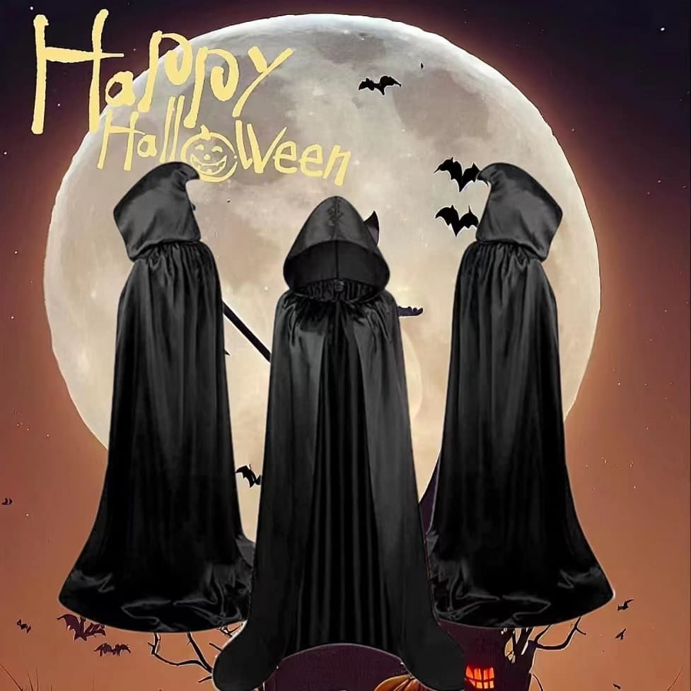 Capa de Mago Negra para Niños con Capucha - Disfraz Halloween