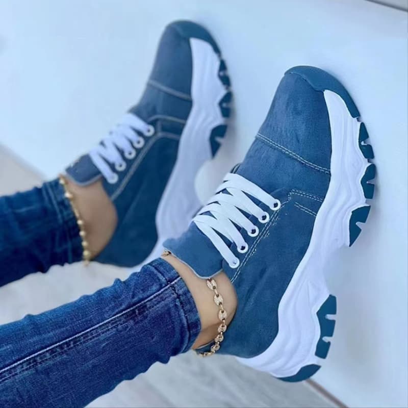 Zapatillas Deportivas Plataforma Mujer Cordones