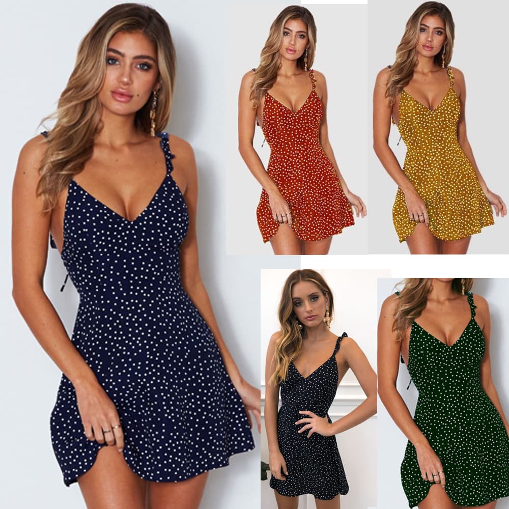 Vestido de Lunares con Tirantes para Mujer