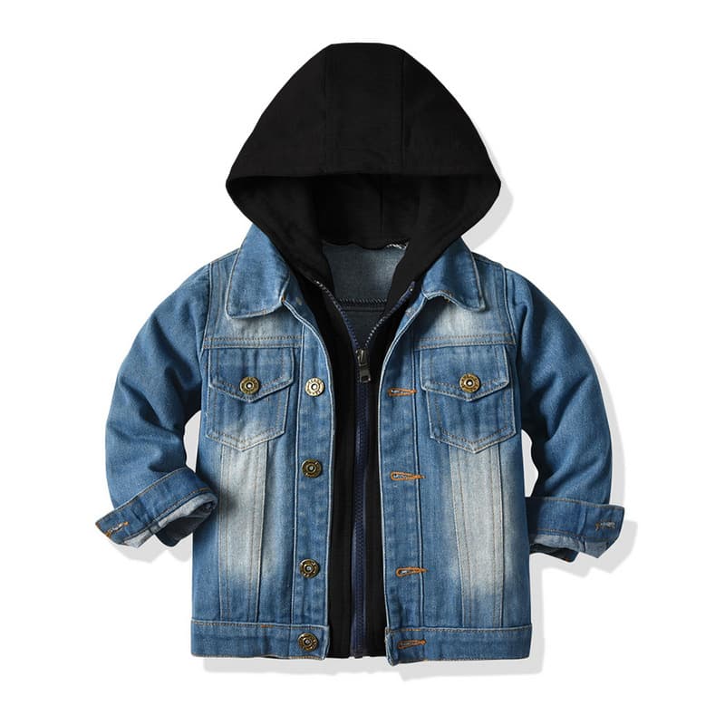 Chaqueta Denim Falsa con Capucha para Niño