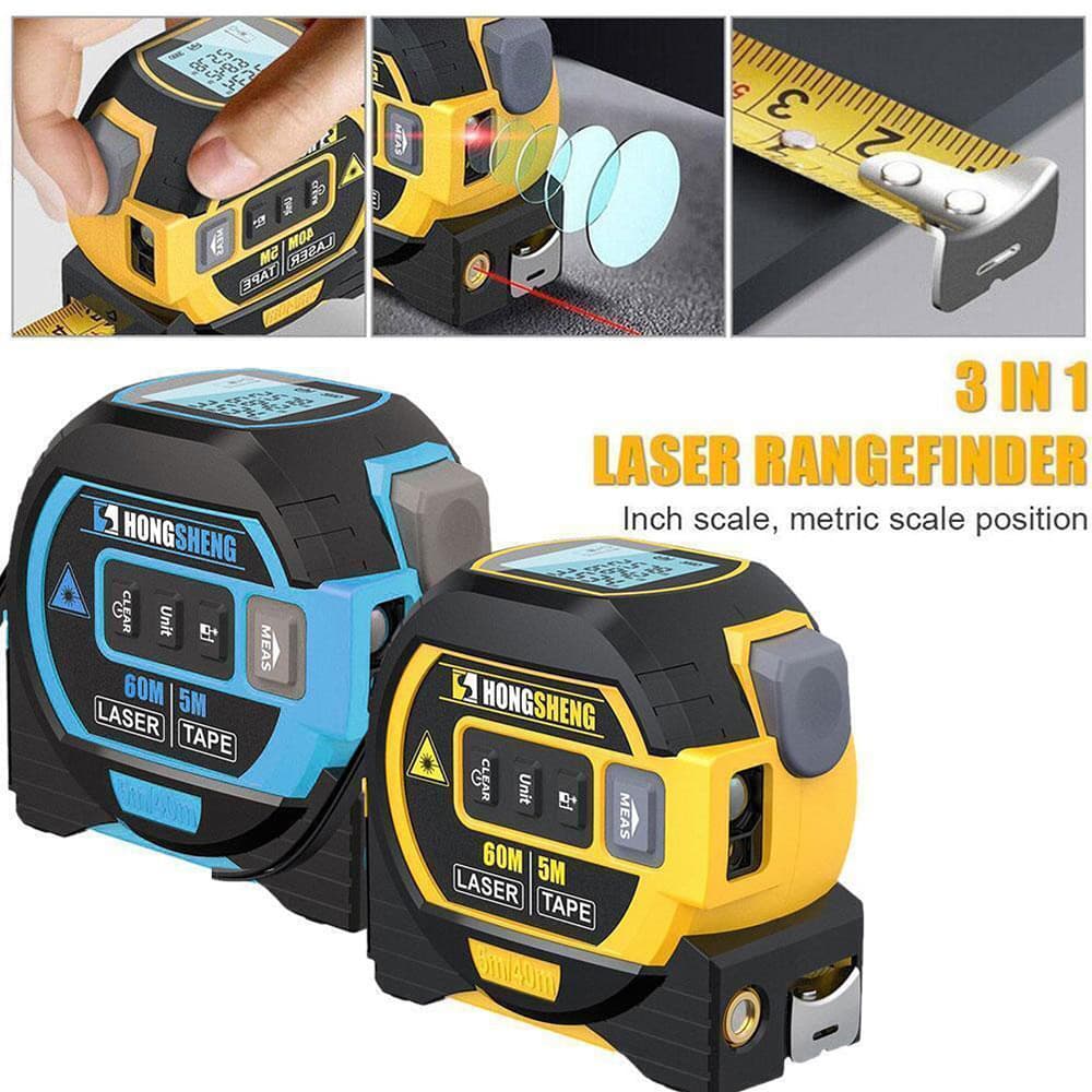 Medidor Láser 3 en 1 con Cinta Métrica - 5m