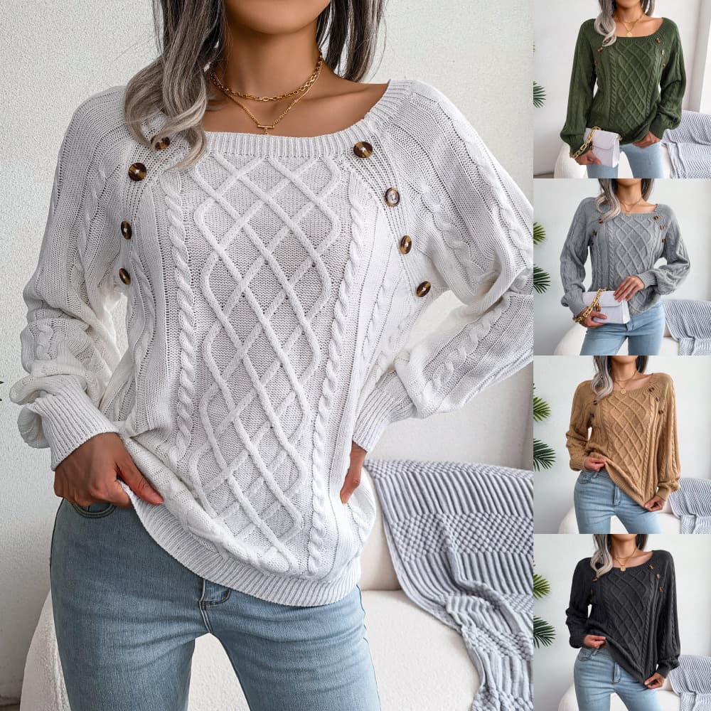 Jersey de cuello cuadrado con botones