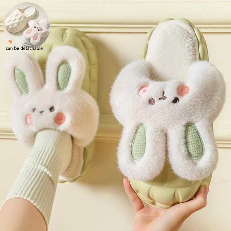 Zapatillas Conejo Fuzzy Invierno Mujer Washables